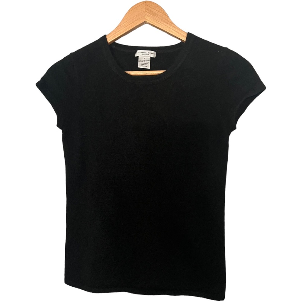 Gabriella Rossi 100% Cashmere Baby Tee in Black, Sz S